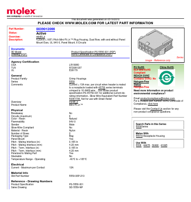 5559-06P-210 Datasheet PDF Molex Connectors
