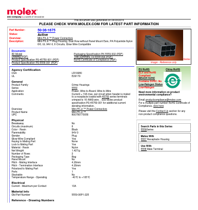 5559-06P1-225 Datasheet PDF Molex Connectors