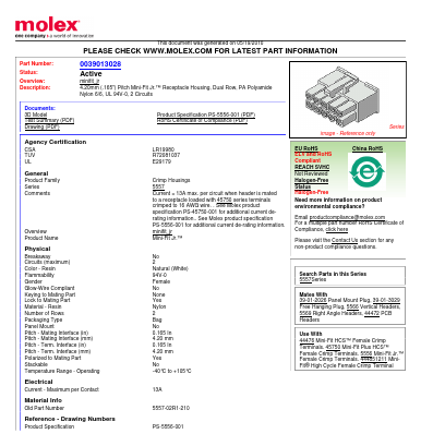 39-01-3028 Datasheet PDF Molex Connectors