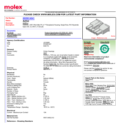 5557-04R2-210 Datasheet PDF Molex Connectors