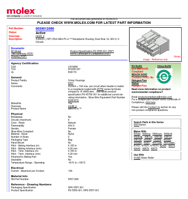 0039012060 Datasheet PDF Molex Connectors