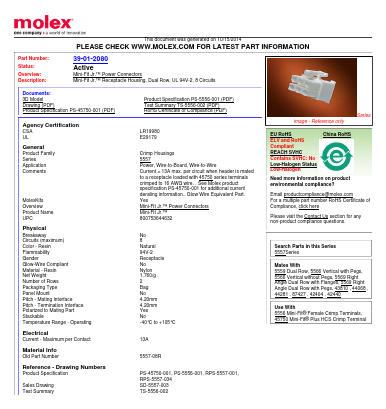 5557-08R Datasheet PDF Molex Connectors