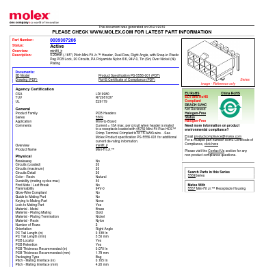 0039307206 Datasheet PDF Molex Connectors
