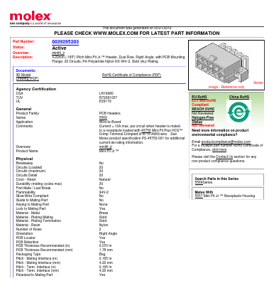 0039295203 Datasheet PDF Molex Connectors