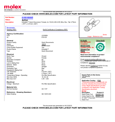 AA-1137 Datasheet PDF Molex Connectors