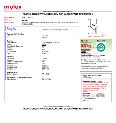 AA-115-06 Datasheet PDF Molex Connectors