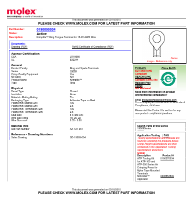 AA-121-06T Datasheet PDF Molex Connectors