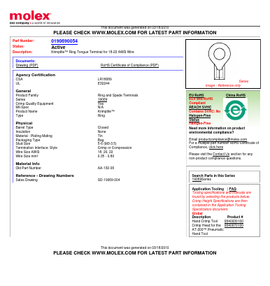 AA-132-06 Datasheet PDF Molex Connectors