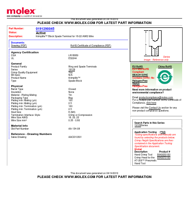 AA-134-08 Datasheet PDF Molex Connectors