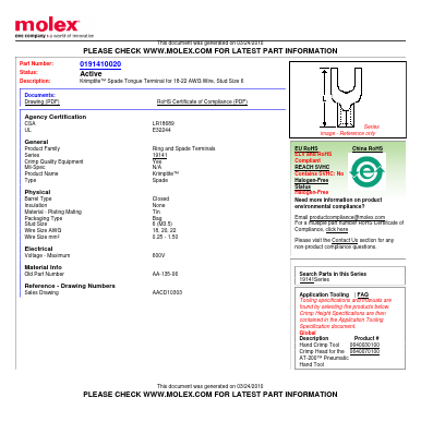 AA-135-06 Datasheet PDF Molex Connectors