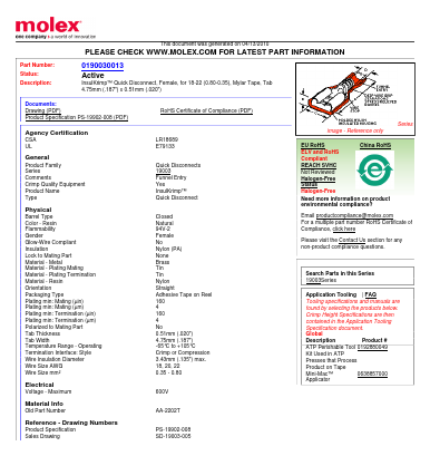 AA-2202T Datasheet PDF Molex Connectors