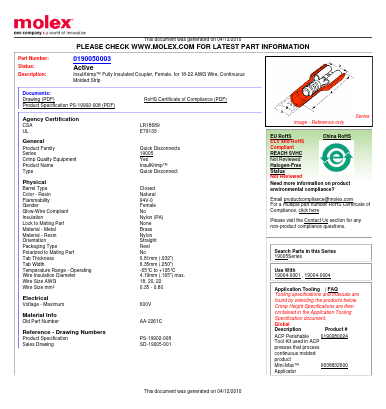 AA-2261C Datasheet PDF Molex Connectors