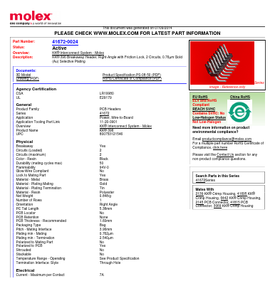 0416720024 Datasheet PDF Molex Connectors
