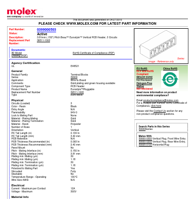 901603 Datasheet PDF Molex Connectors