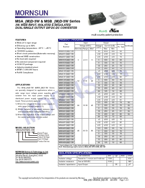 MSB4824MD-3W Datasheet PDF MORNSUN Science& Technology Ltd.