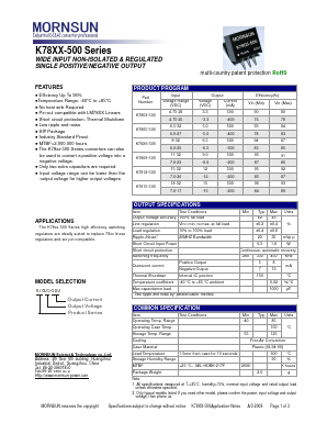 K7809-500 Datasheet PDF MORNSUN Science& Technology Ltd.