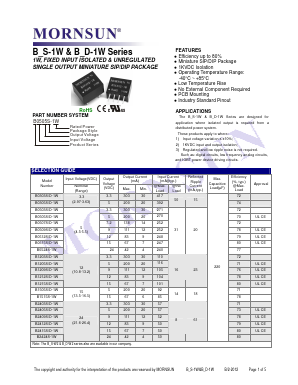 B2424S-1W Datasheet PDF MORNSUN Science& Technology Ltd.