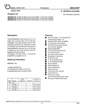 MSU2957C25 Datasheet PDF Mosel Vitelic, Corp