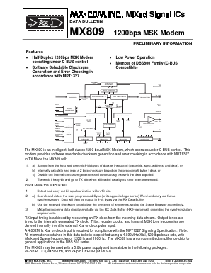 MX809J Datasheet PDF MX-COM Inc 