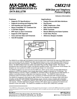 CMX218 Datasheet PDF MX-COM Inc 