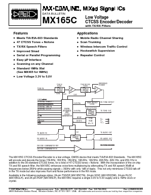 MX165CDW Datasheet PDF MX-COM Inc 