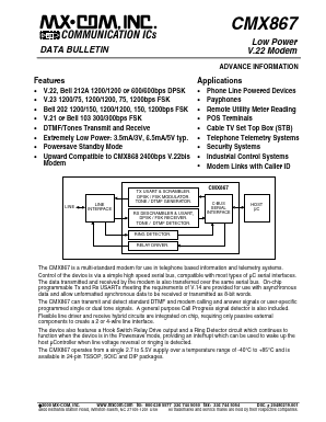 MX867P4 Datasheet PDF MX-COM Inc 