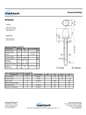 MTE8050 Datasheet PDF Marktech Optoelectronics