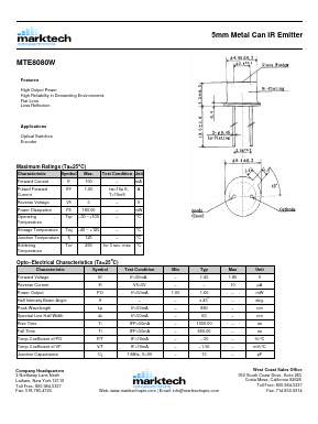 MTE8080W Datasheet PDF Marktech Optoelectronics