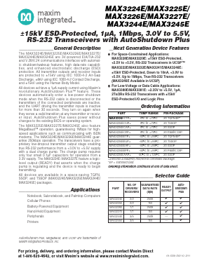 MAX3224EAP Datasheet PDF Maxim Integrated