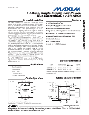 MAX1072ETC+T Datasheet PDF Maxim Integrated