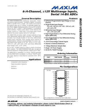 MAX1033 Datasheet PDF Maxim Integrated