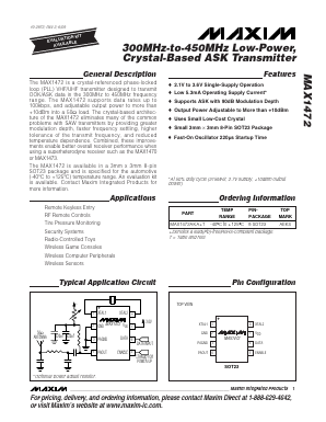 MAX1472AKA+T Datasheet PDF Maxim Integrated