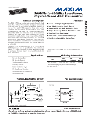 MAX1472AKA Datasheet PDF Maxim Integrated