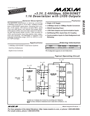 MAX3885 Datasheet PDF Maxim Integrated