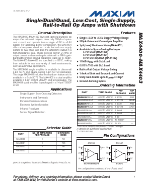 MAX4400AUK+T Datasheet PDF Maxim Integrated
