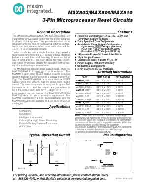 MAX809T Datasheet PDF Maxim Integrated