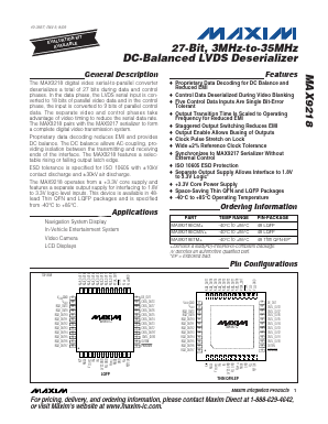 MAX9218 Datasheet PDF Maxim Integrated