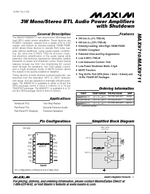 MAX9711ETC Datasheet PDF Maxim Integrated