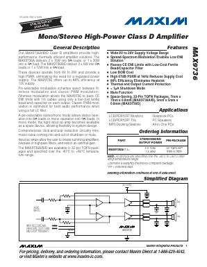 MAX9736BETJ+ Datasheet PDF Maxim Integrated