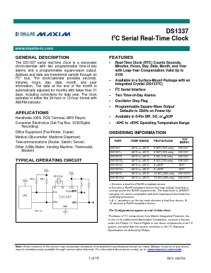 DS1337U Datasheet PDF Maxim Integrated
