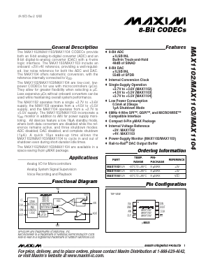 MAX1102EUA Datasheet PDF Maxim Integrated