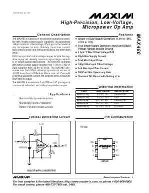 MAX480EPA Datasheet PDF Maxim Integrated