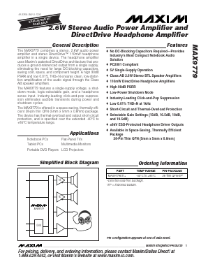MAX9779 Datasheet PDF Maxim Integrated