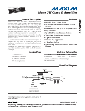 MAX9737 Datasheet PDF Maxim Integrated