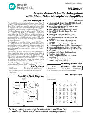 MAX9879 Datasheet PDF Maxim Integrated