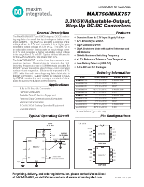 MAX756EPA Datasheet PDF Maxim Integrated