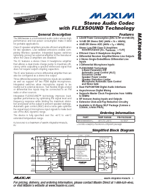 MAX98088 Datasheet PDF Maxim Integrated