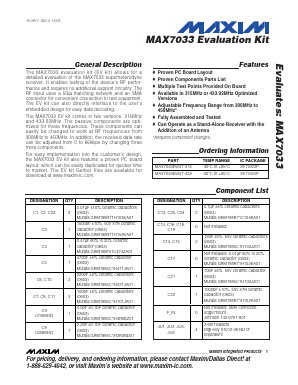 MAX7033EVKIT-433 Datasheet PDF Maxim Integrated