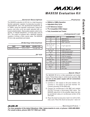 MAX038EVKIT Datasheet PDF Maxim Integrated