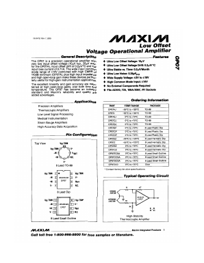 OP07Z Datasheet PDF Maxim Integrated